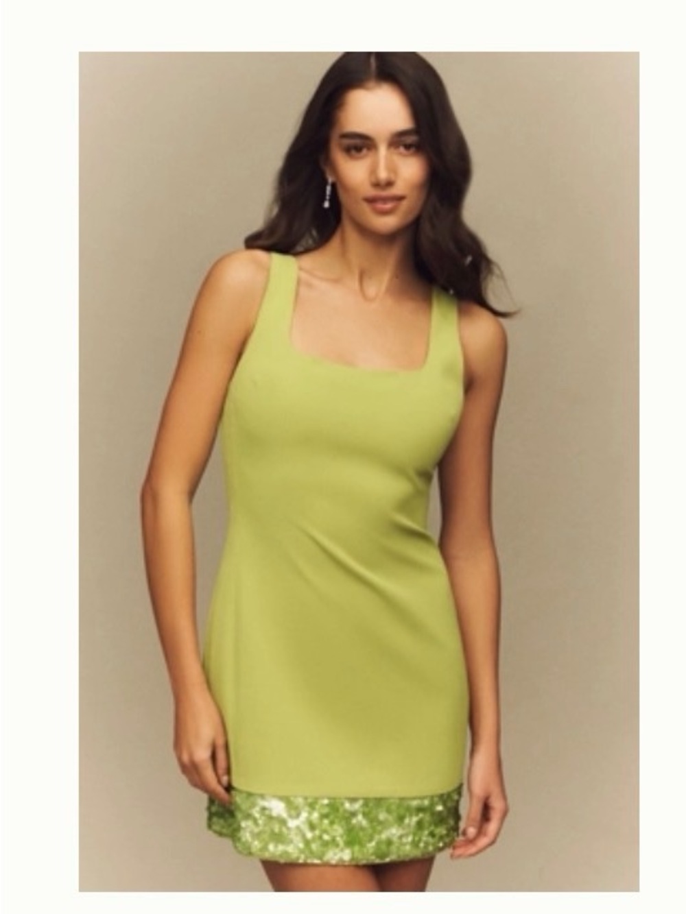 Anthropologie Endless Rose Sequin Mini Dress Green